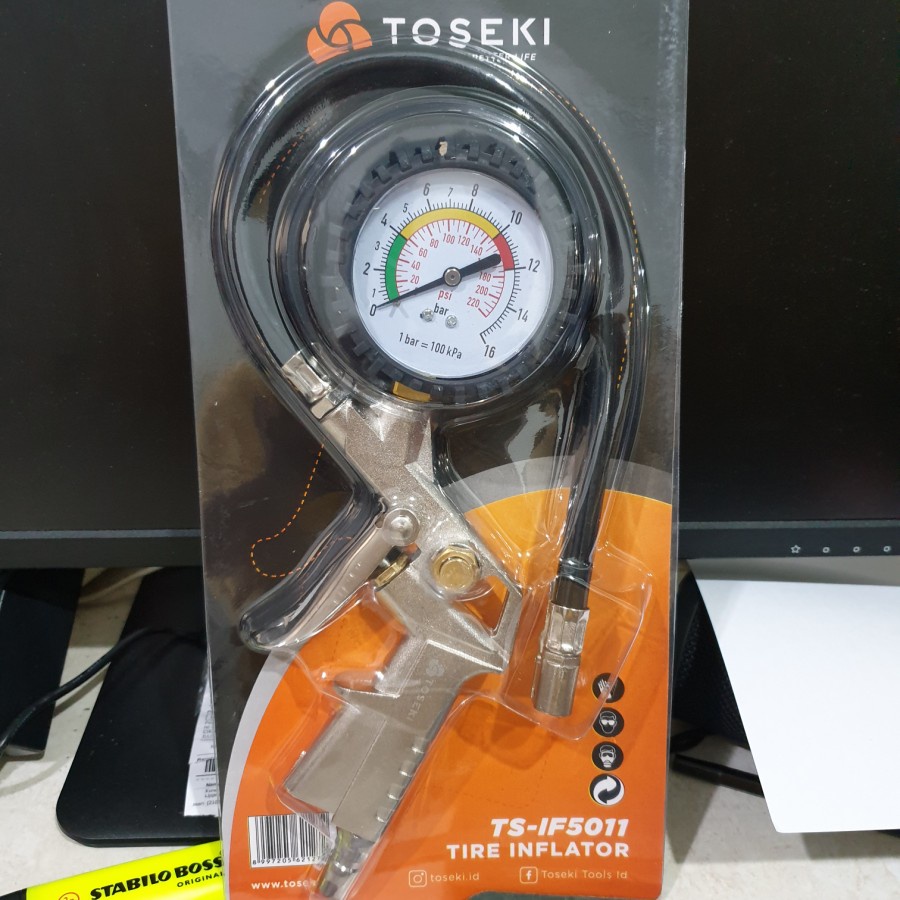 INFLATING GUN ORANGE ALAT ISI UKUR ANGIN BAN KOMPRESOR INFLATOR 3 IN 1