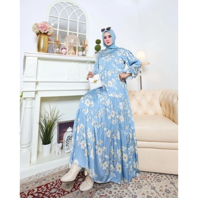 GAMIS ARMANI SILK BY NK MUSLIMAH/ FLOWER MAXI DRESS