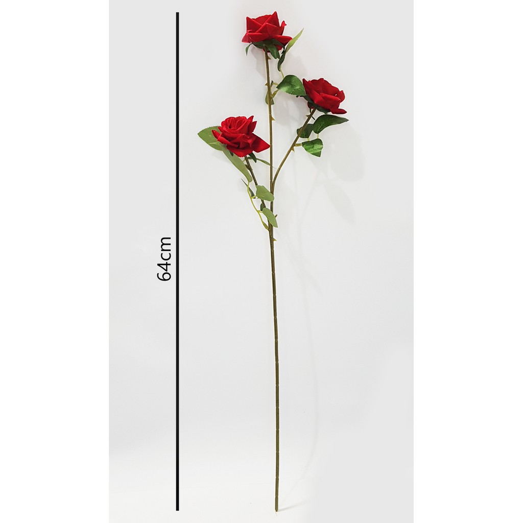 Bunga Mawar Sudut 3 Kuntum - Bunga Artificial - Rose Artificial 3 kuntum Bunga Hias B-015
