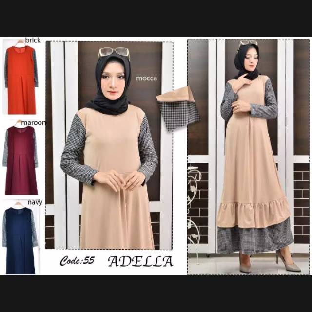 GAMIS ADELLA KOMBINASI KOTAK-KOTAK