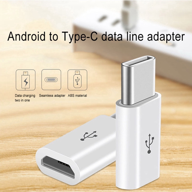 2Pcs Micro USB to Type C Adapter Connector For Android phone