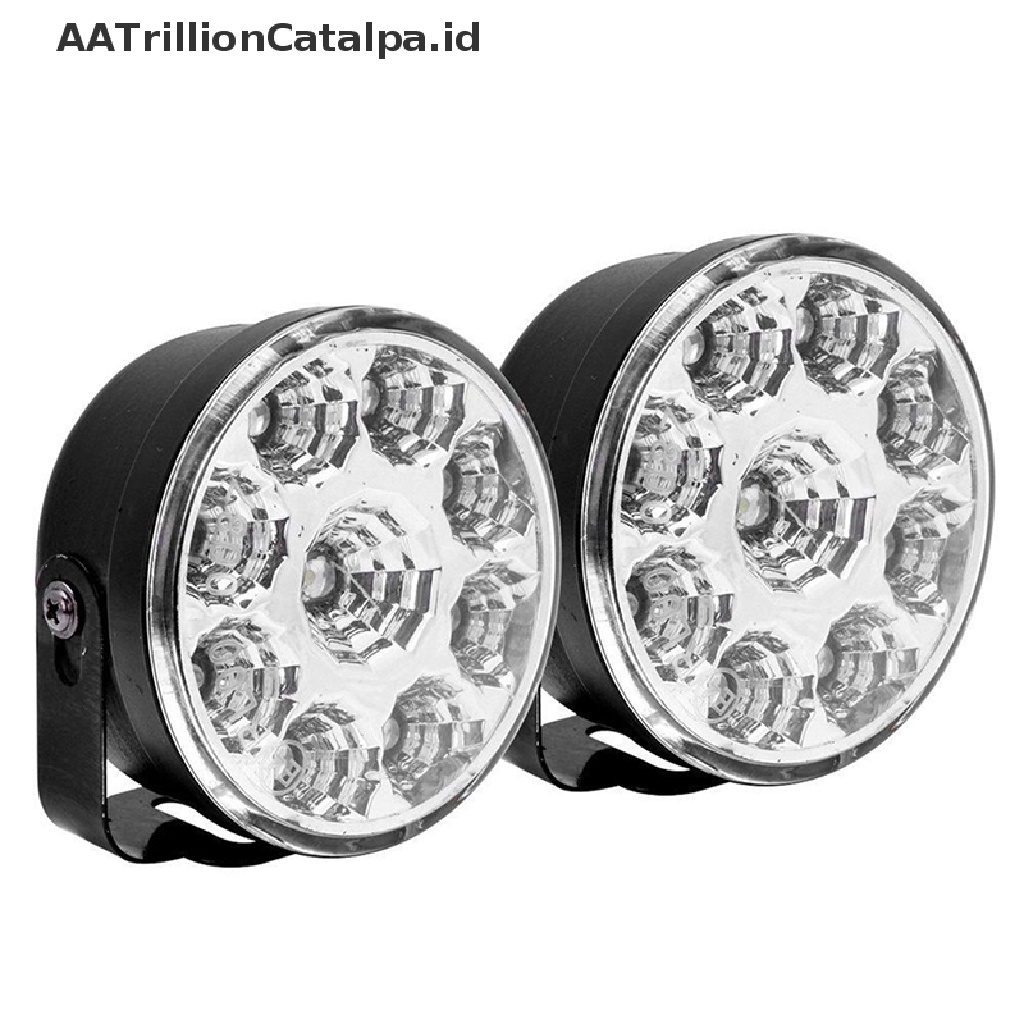 Aatrillioncatalpa 2PCS Lampu Led 9smd Bundar Warna Putih Untuk Drlfog Lamp Mobil