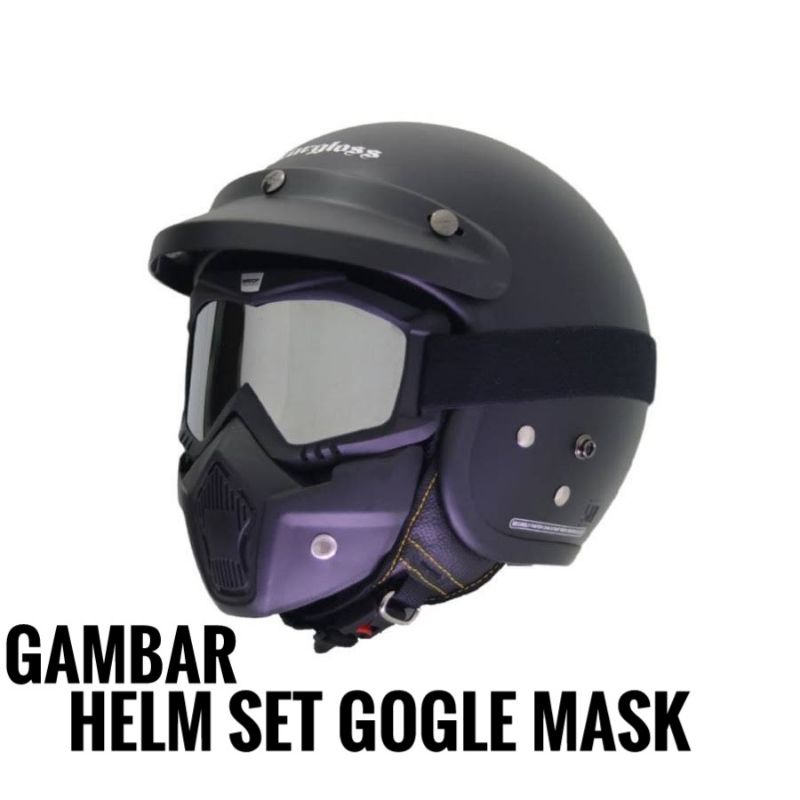 HELM BOGO GOGGLE MASK RETRO DEWASA FULL LEHER SNI