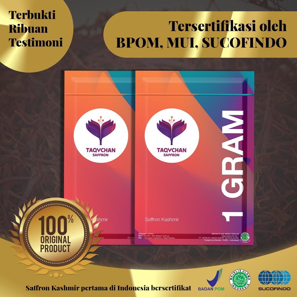 [READY SIAP KIRIM] Taqychan saffron 1 gram saffron Kashmir premium taqychan saffron by taqy malik