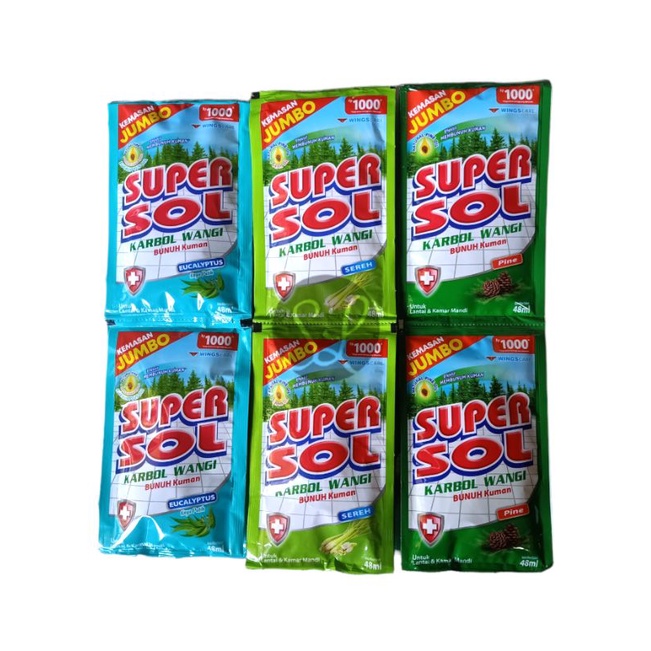 Supersol Karbon Pembersih Lantai 48ml Renteng Isi 6pc Sachet Supersol 1000 Karbol Wangi