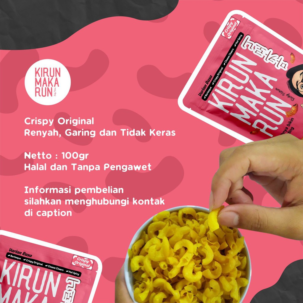 Kirun Makarun | Makanan Ringan | Makaroni Bantet Kirun Makarun Varian Rasa Crispy Original 100gr