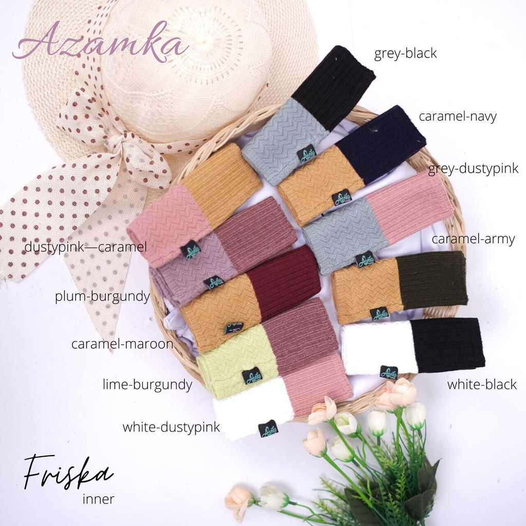 Iner by Azamka motif Salur dan Zigzag  2Warna / Bolak-balik ( Dalaman Hijab/Ciput)