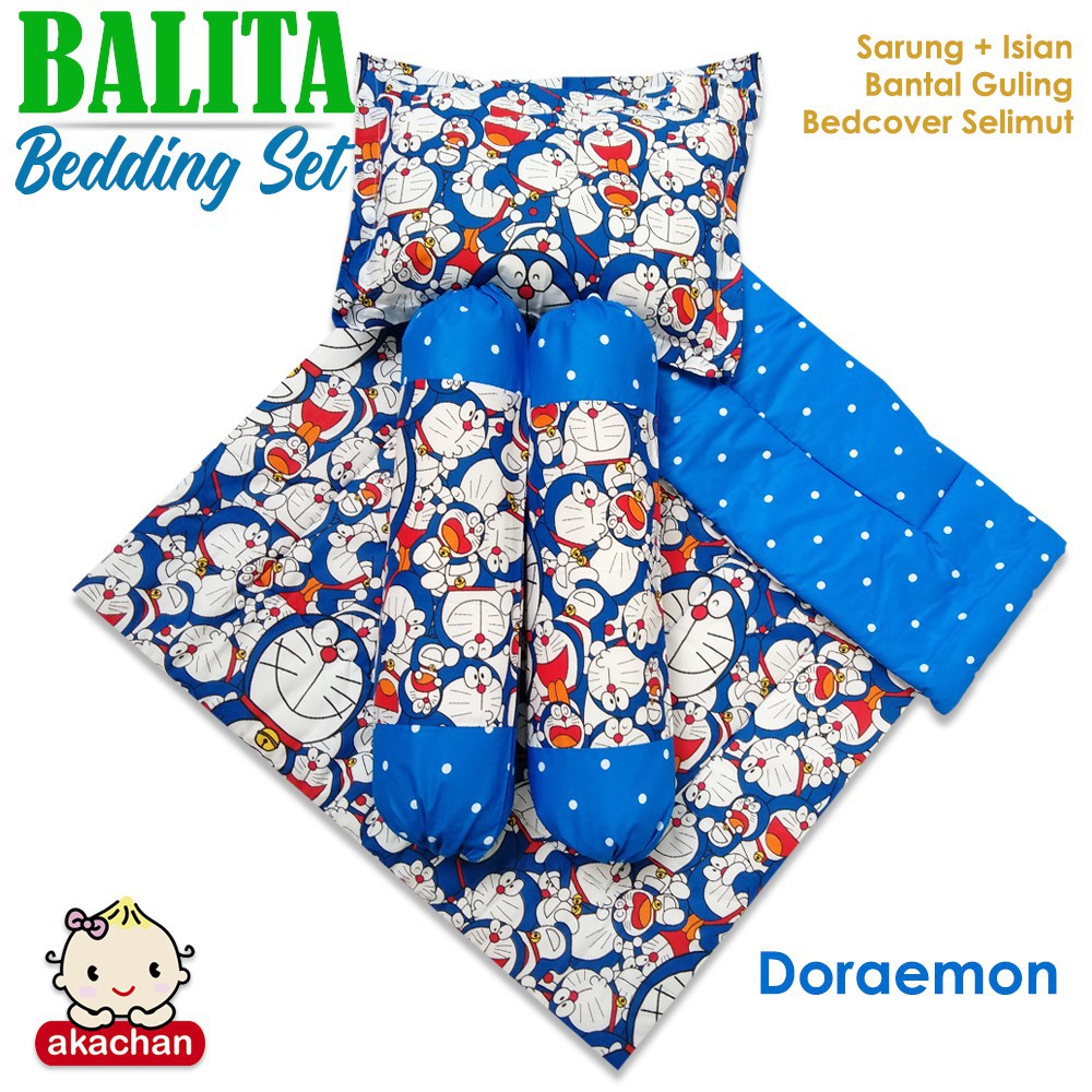 BALITA Bedding SET Bed Set Toddler Bedcover Selimut Bantal Cover Guling Alas Tidur td akachan