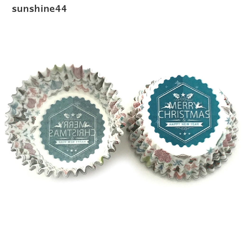 Sunshine 100pcs / set Kotak Cupcake / Muffin Seri Natal