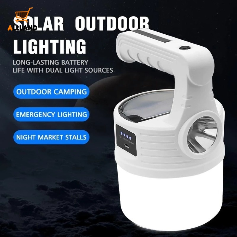 1 Pc Lampu Senter LED Tenaga Surya USB Dual Charge Portable Multifungsi Untuk Travel / Outdoor