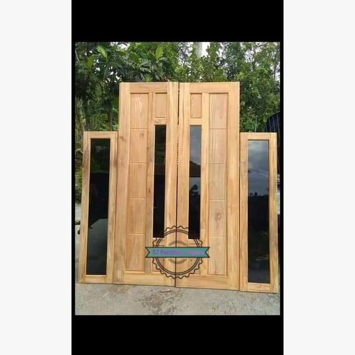 1 set Pintu Kusen Jendela kayu jati mentahan model simpel