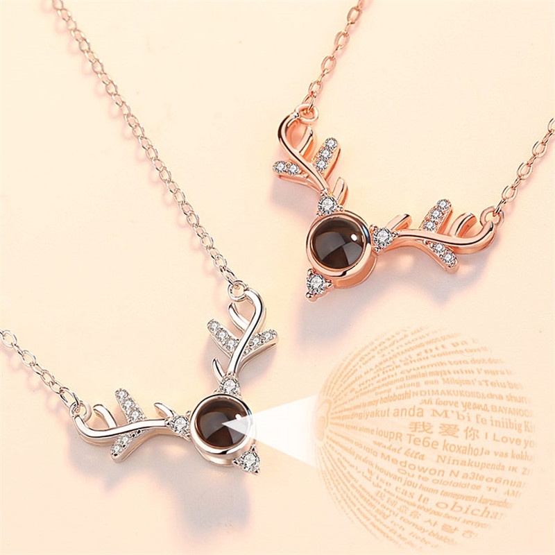 [Ready Stock]Fashion Silver Plated Silver Antler Clavicle Chain Simple Pendant