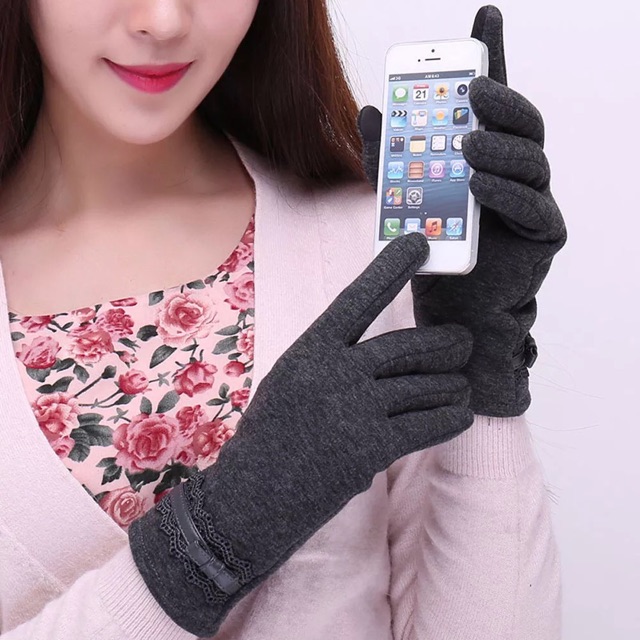 (Cacat gudang) Sarung Tangan Winter Touchscreen Bulu Glove Fingerprint