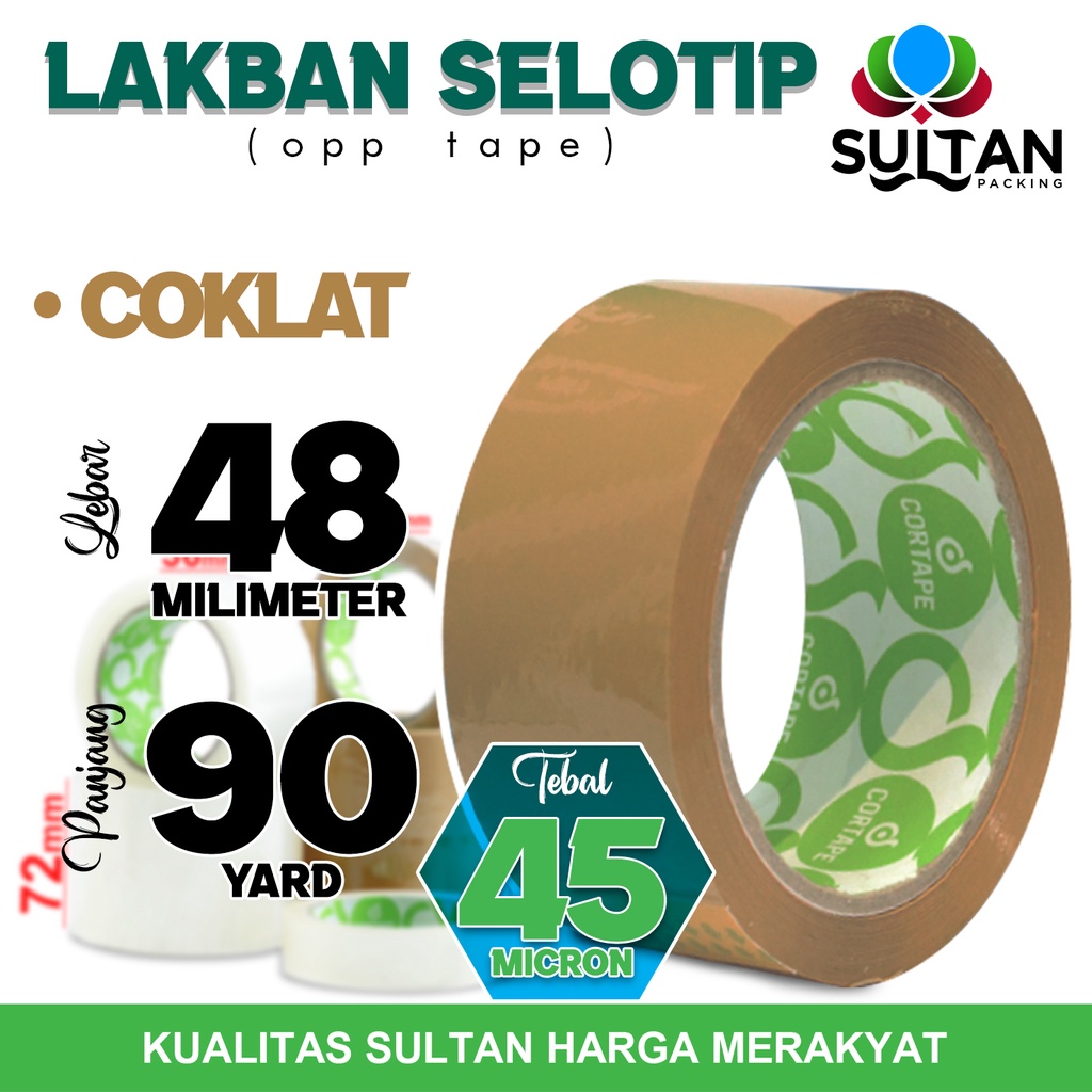 

Lakban Isolasi Selotip COKLAT 48mm x 90yard OPP Tape Plakban CORTAPE TERMURAH / SATUAN
