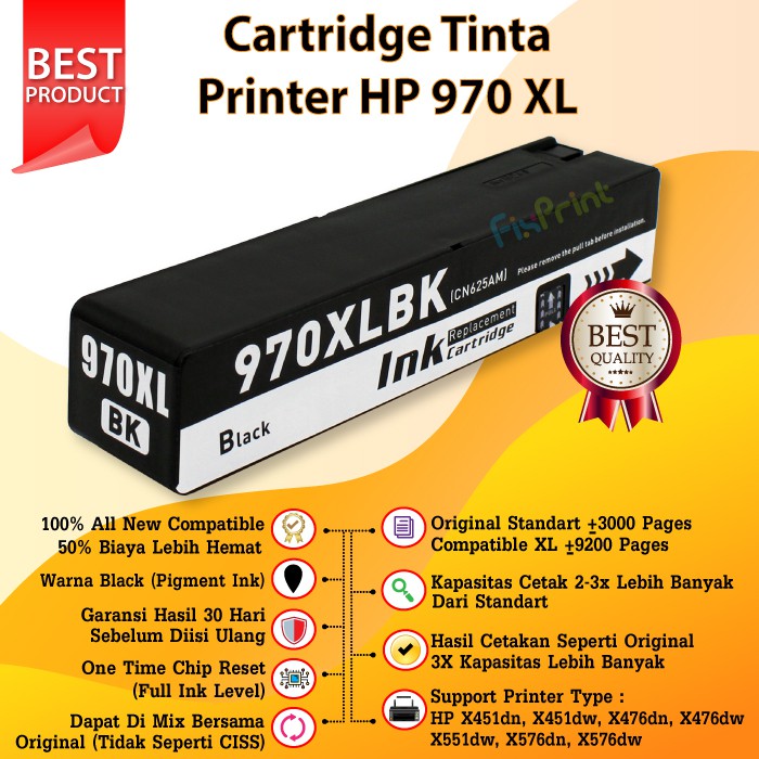 Tinta Compatible HP 970 971 XL Printer HP X451dn X451dw X476dn X476dw