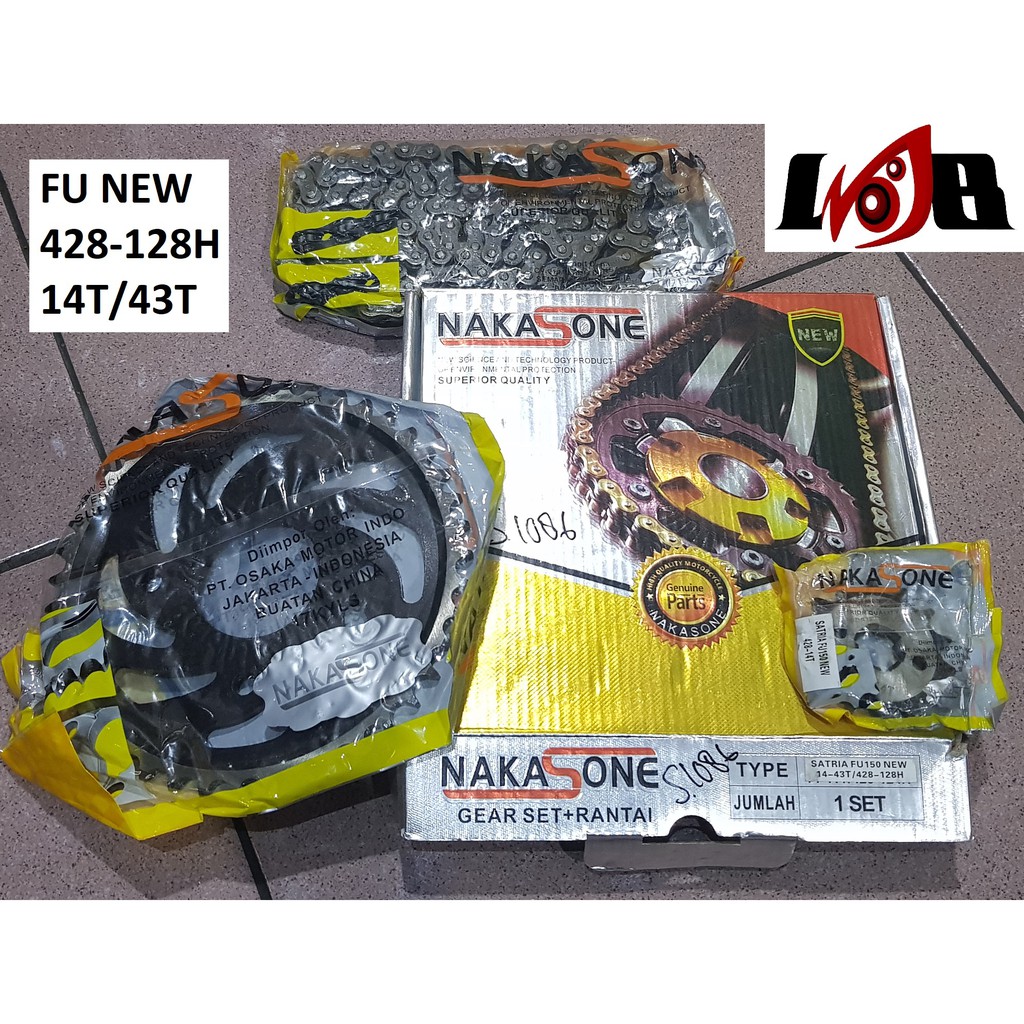 Nakasone Gear Set FU New Satria 150cc Rantai Komplit GirSet Front Rear