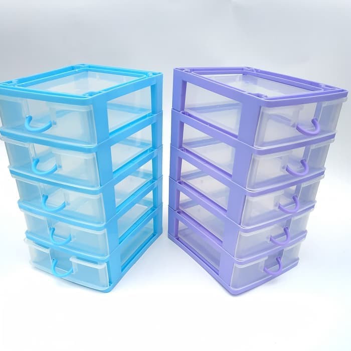 Laci Mini Susun 5 Viola / Laci Mini Container susun 5 / Lemari Laci Plastik