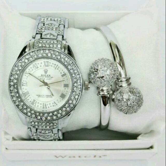 Jam tangan wanita rolex set gelang