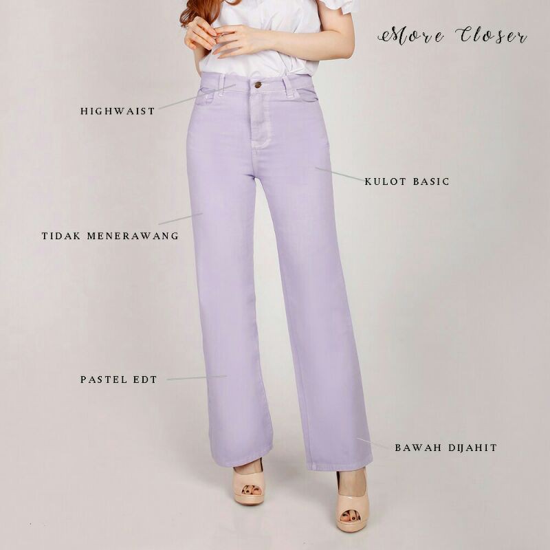 LILAC kulot jeans cullote jeans celana jeans wanita jeans purple kulot Denim ungu boyfriend jeans