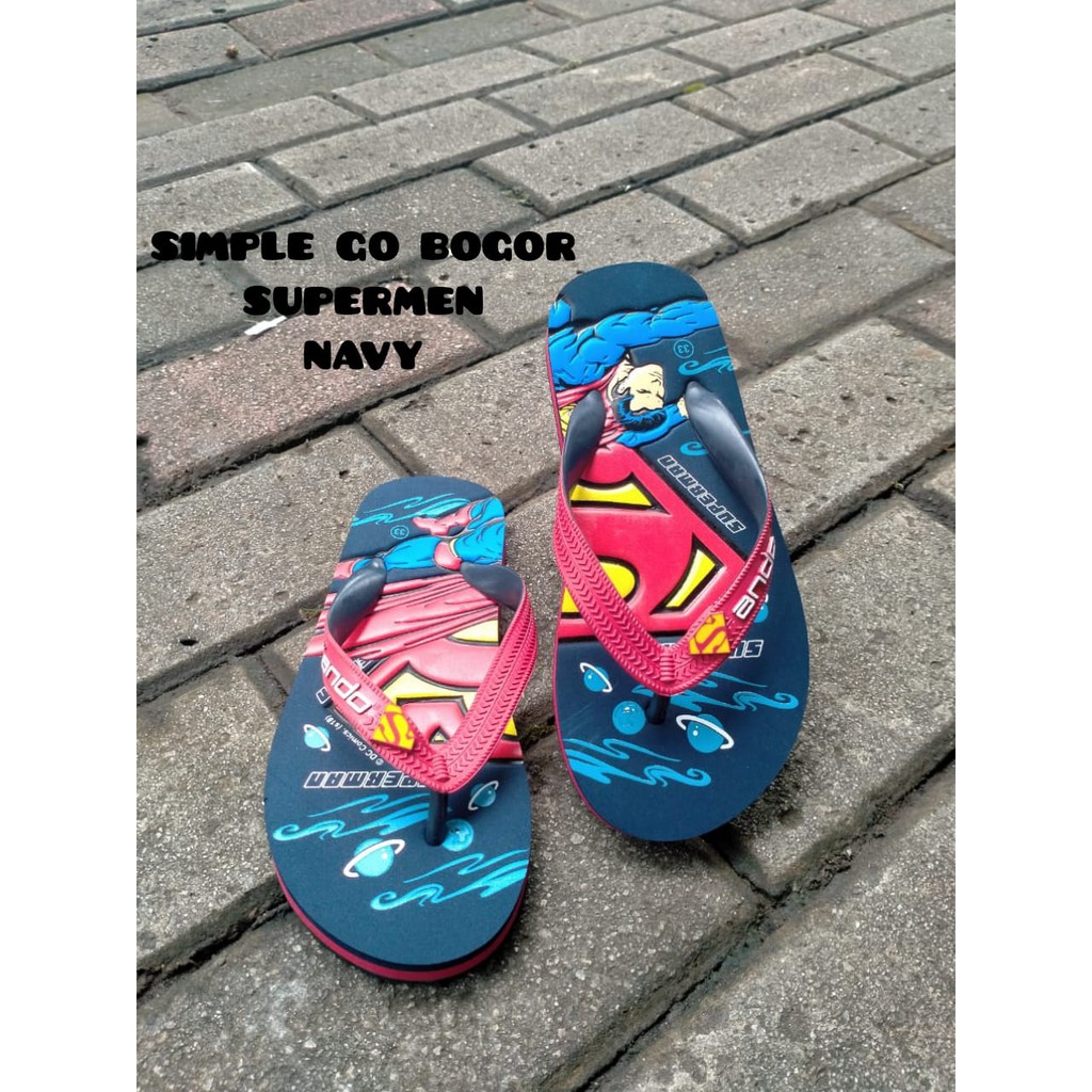 SANDAL JEPIT ANAK SD SMP MERK ANDO KARAKTER SUPERMAN  SPM 103 33-37