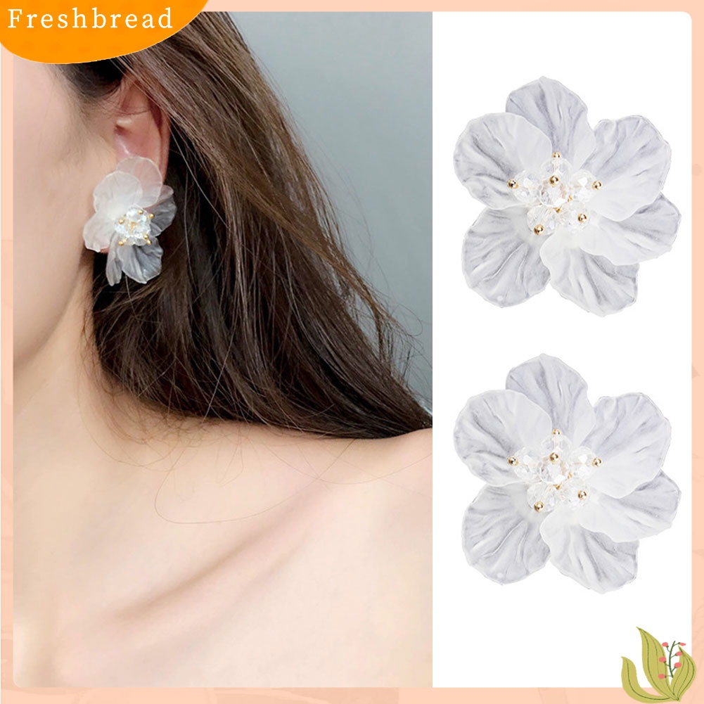 [TERLARIS]Girls Women Korean Style Transparent Flower Earrings Party Shopping Ear Studs