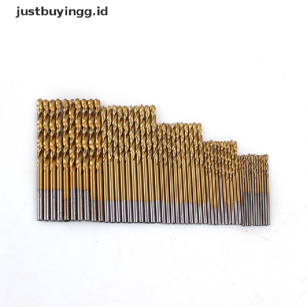 50 Pcs / Set Mata Bor Gergaji Twist Bahan Hss Lapis Titanium Metal Untuk Kayu