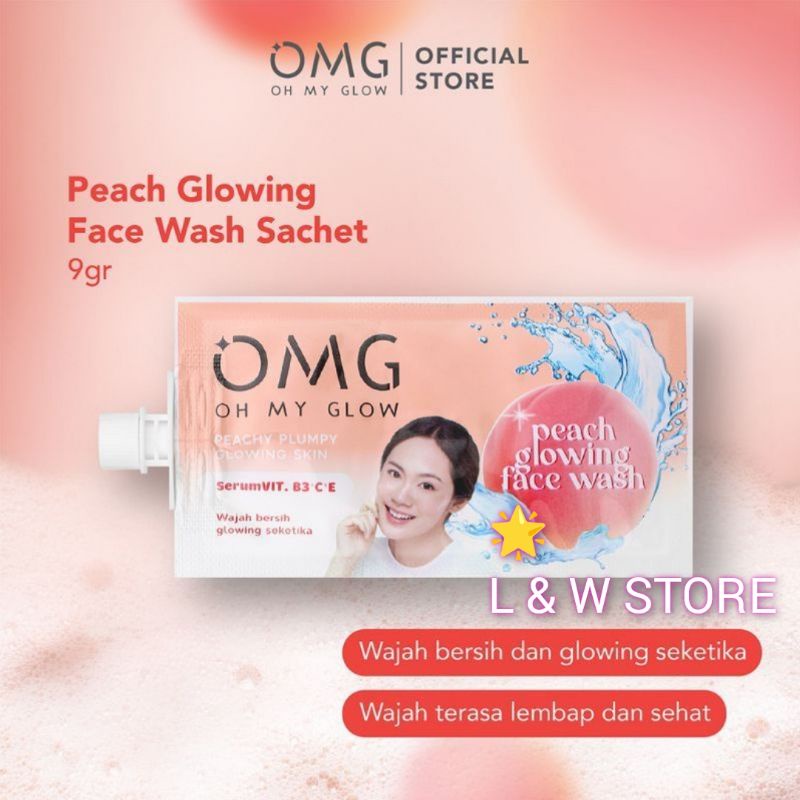 OMG OH MY GLOW PEACH GLOWING FACE WASH SACHET 9gr