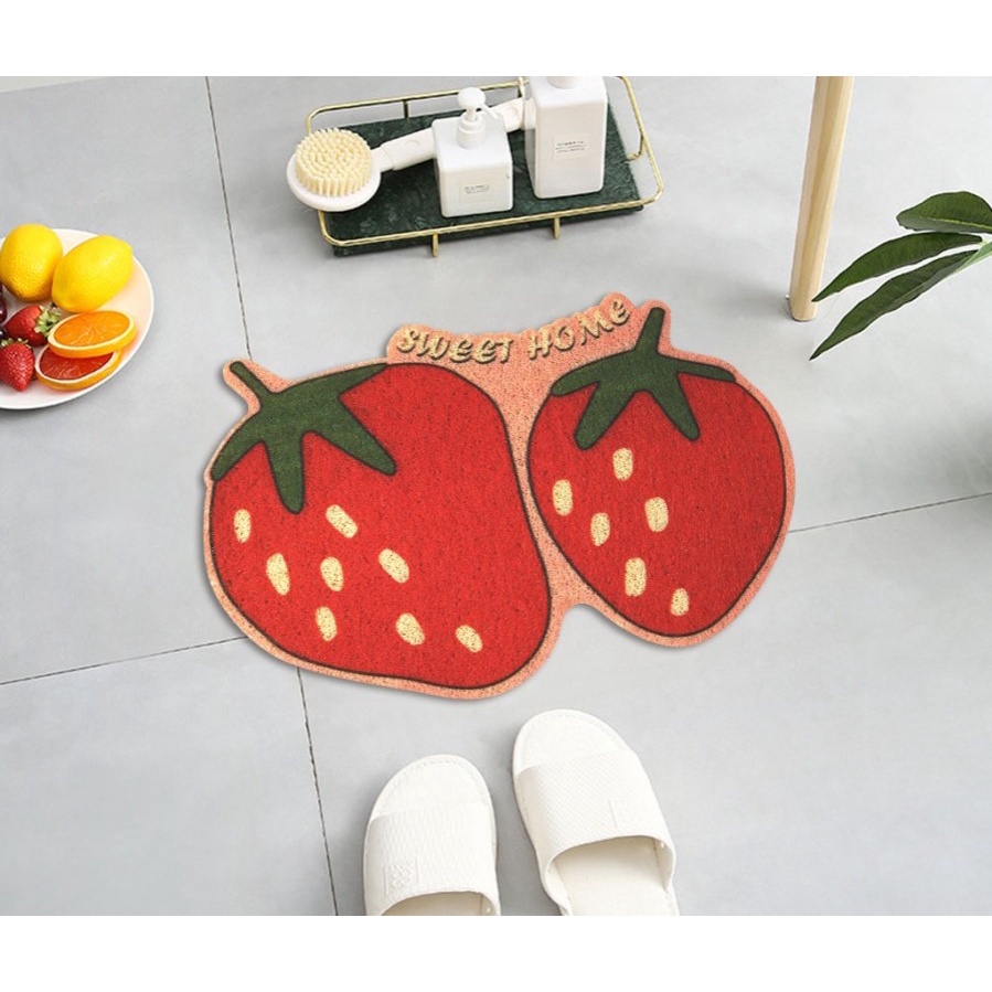 DISCON!! Keset Dapur / Karpet Printing Kamar Mandi Motif Bentuk Buah Buahan