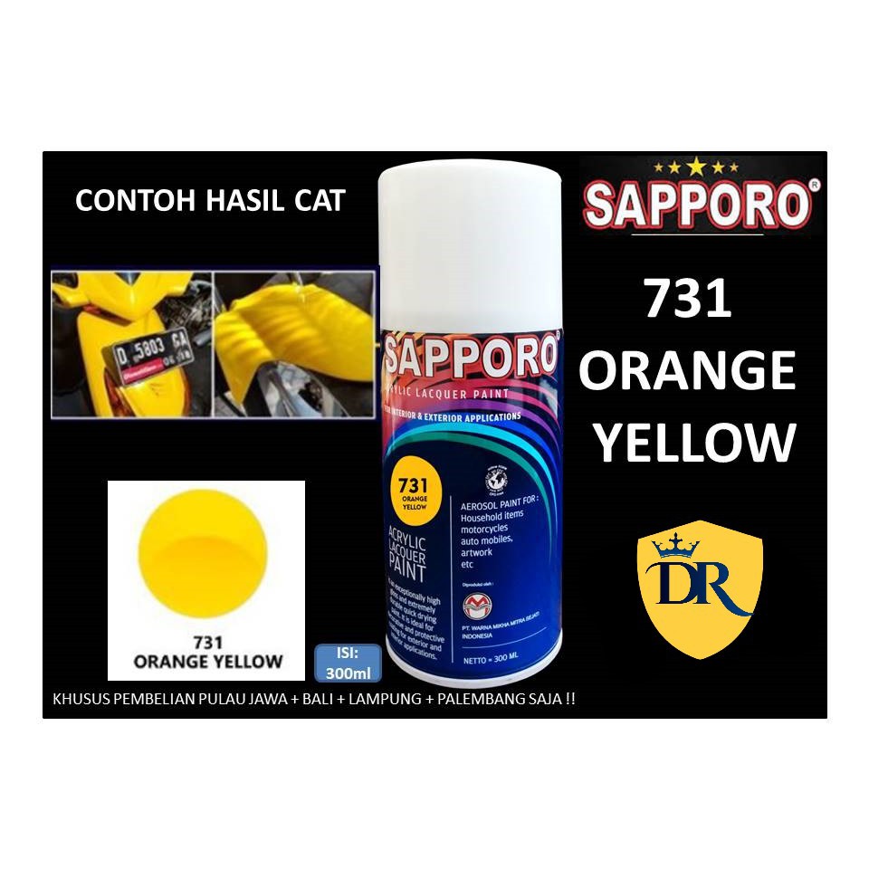 Sapporo Paint Orange Yellow 731/ Kuning/ cat semprot/ pylox/ pylok/ pilok