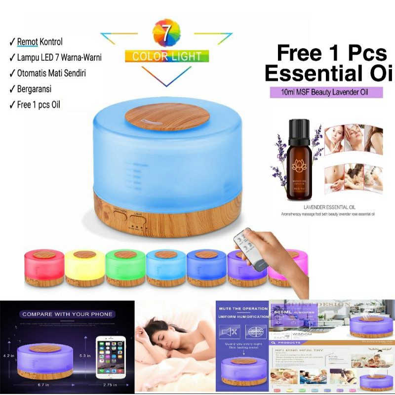 Humidifier 500ML/300ML Diffuser Aromatherapy + Remot Kontrol