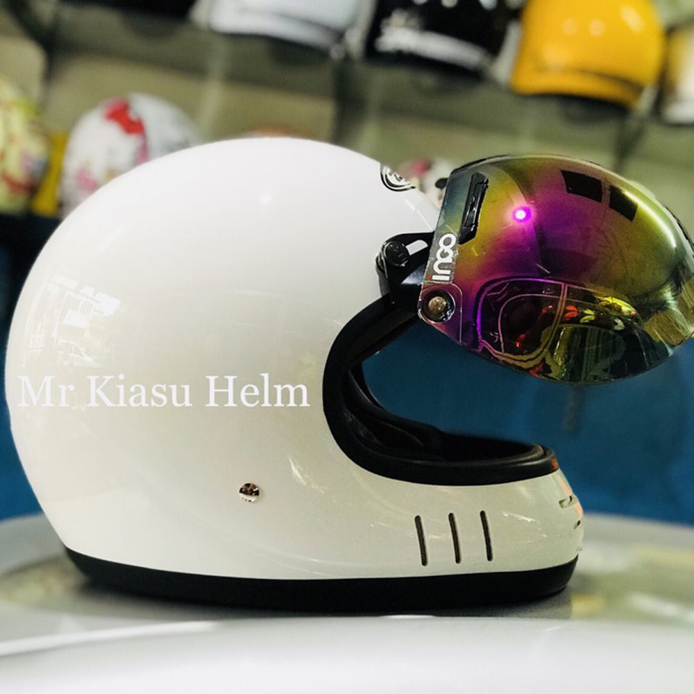 Helm Cakil Zeus C White Putih Helm Jadul Retro Klasik Harley