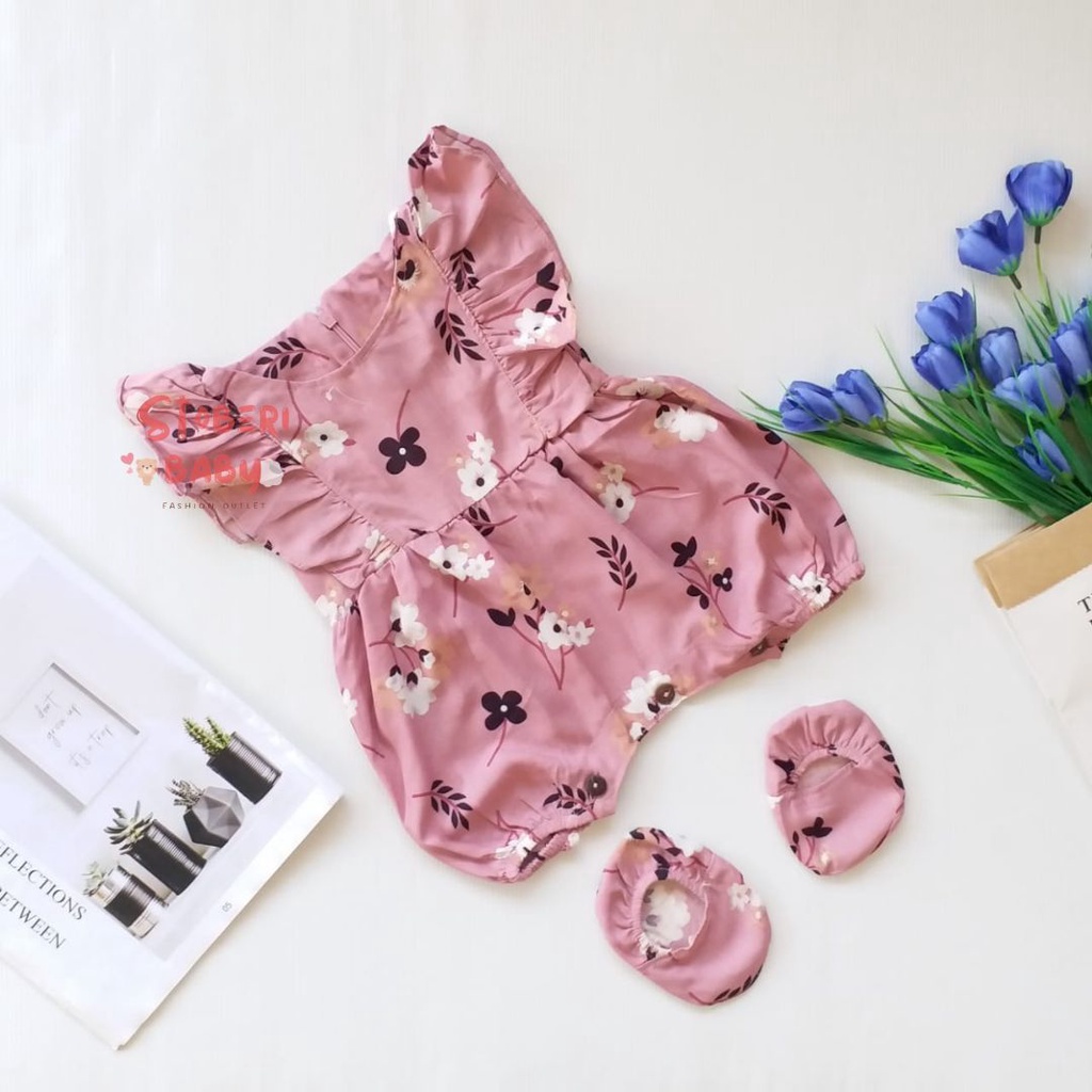 PUNCAK 3.3 stoberi baby - BBB JUMPSUIT ZEELAA setelan anak perempuan jumper bayi motif bunga lucu free sarung kaki PART 2