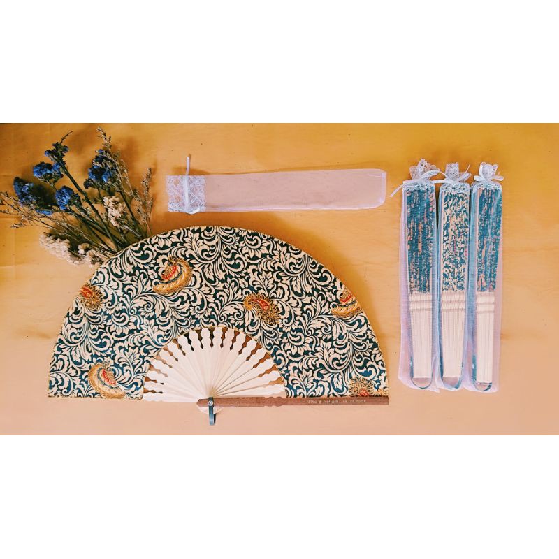 SOUVENIR PERNIKAHAN KIPAS SABLON JUMBO [27 CM] & TILE SERUT