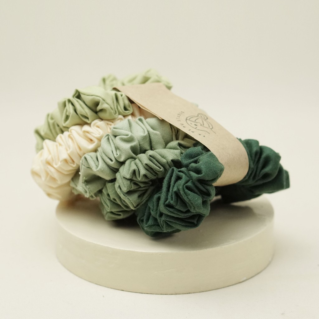 Papipu studio - scrunchies ikat rambut kunciran Matcha series