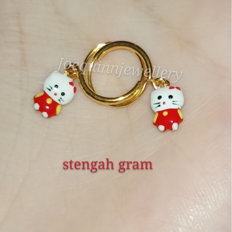 Anting Hello kitty anak balita emas muda