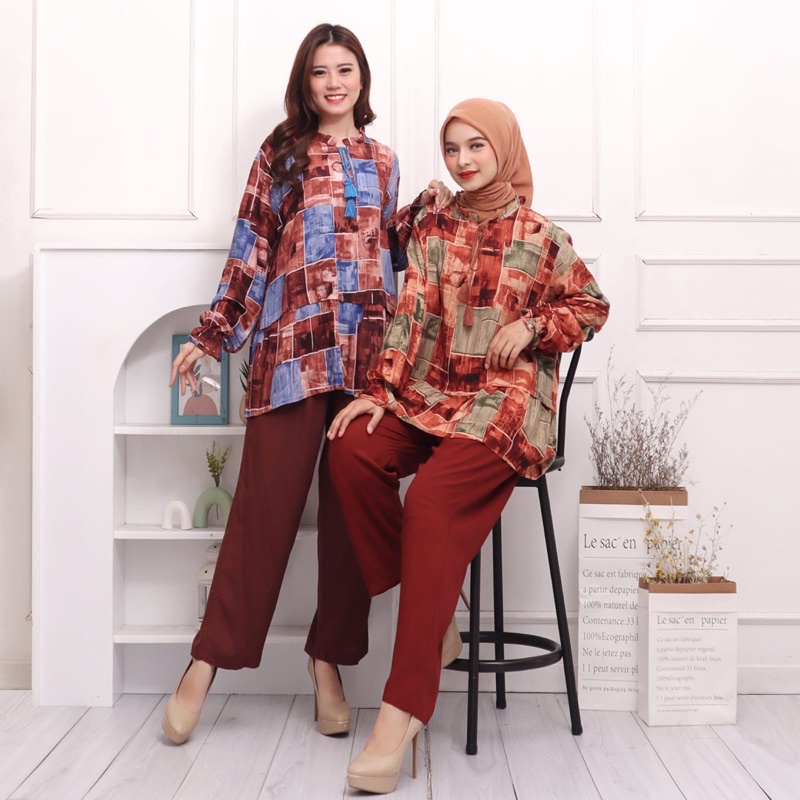 ONE SET RAYON SETCEL MOTIF WAFA STELAN JUMBO XXL BIGSIZE KANCING BUMIL RAYON DIAMOND ADEM HALUS