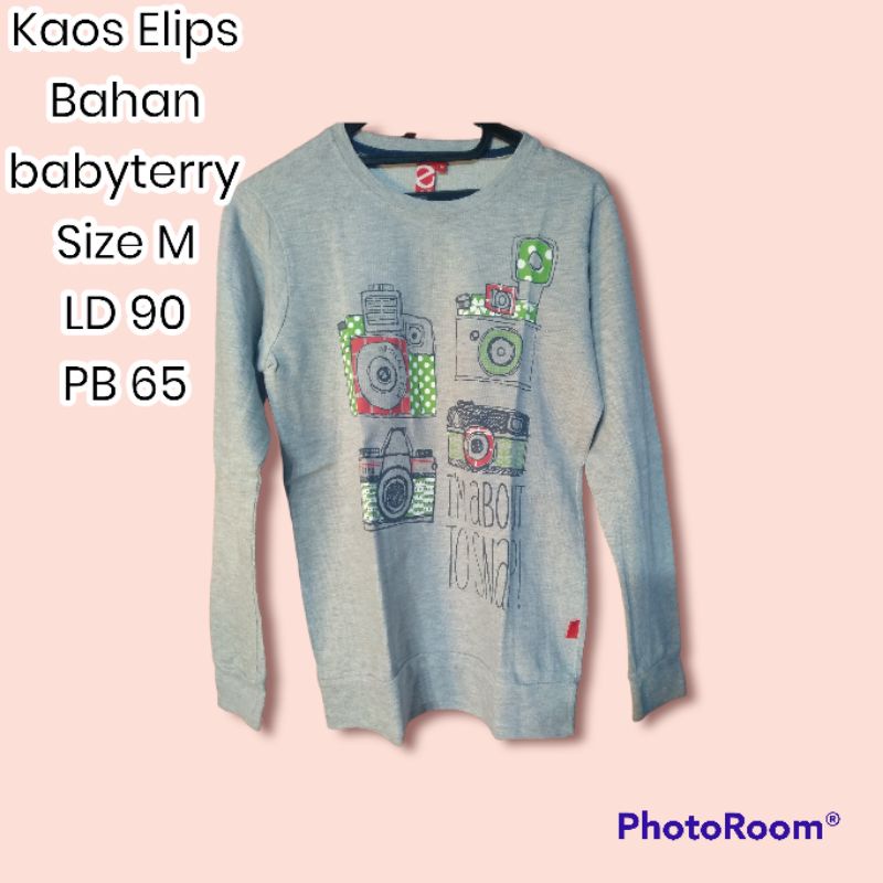 Kaos elips bahan babyterry preloved