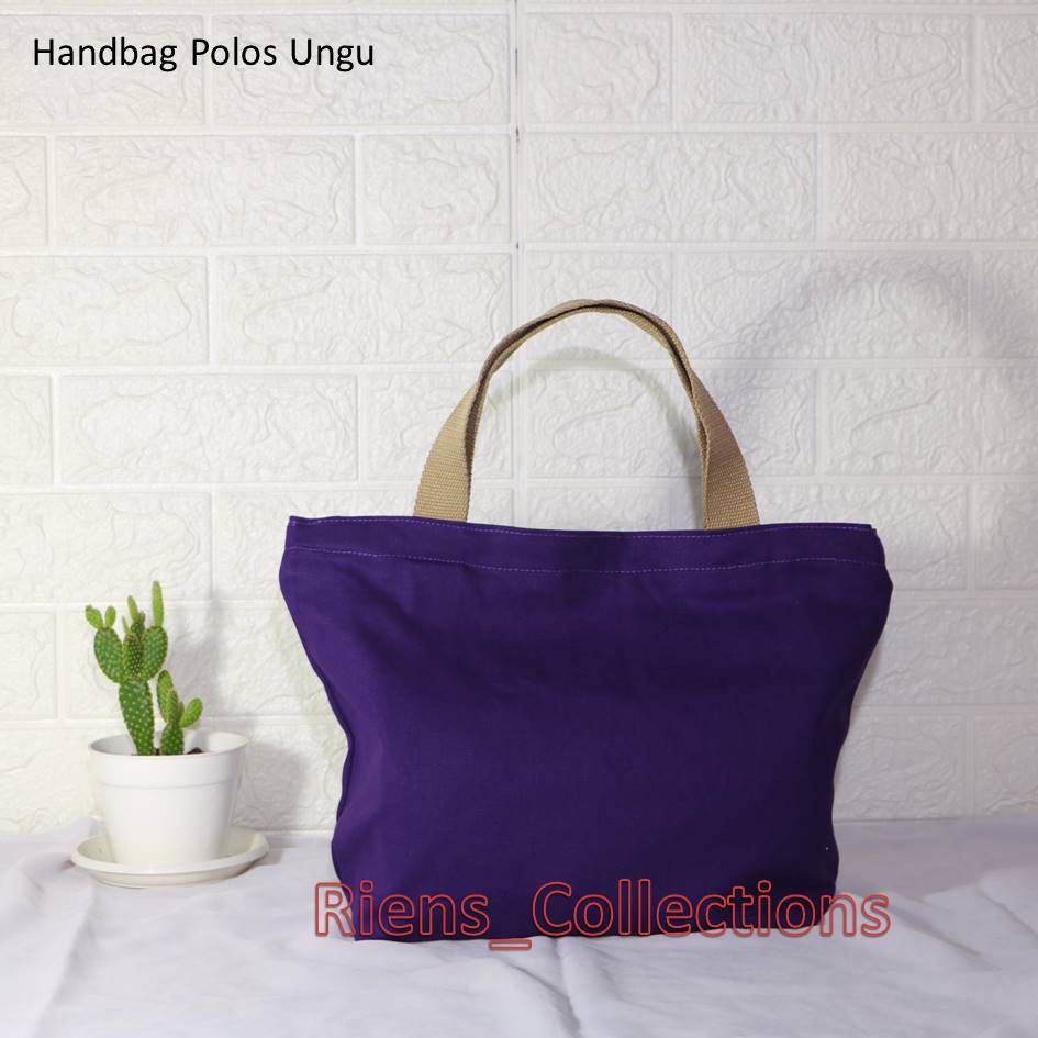 HANDBAG TAS JINJING KANVAS POLOS WARNA UNGU. TAS KANVAS. TAS JUMBO. Riens Collections