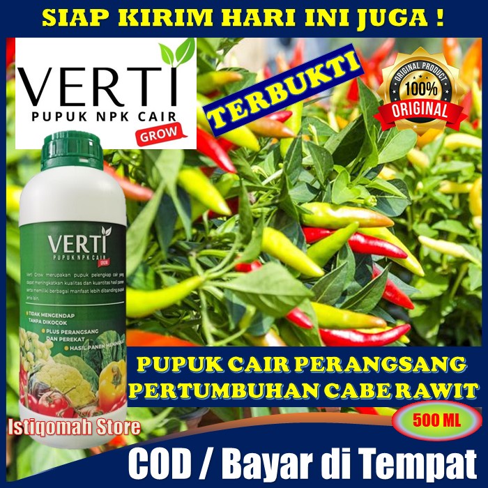 VERTI GROW Pupuk NPK Cair 500ml untuk Tanaman Cabe - Pupuk Cabe Rawit Berbuah Lebat - Pupuk NPK Peny