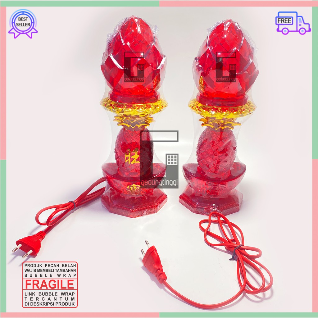 Bola Lampu Lilin Bohlam Led Cabe Lombok Merah Meja Altar Pelengkapan Sembahyang Sembayang Doa Baterai Batre Batrai Batrei Hemat Tenaga Energi Listrik Elektrik Electric Cas Chas USB Charge Charger Power Bank Puja Suci Buddha Budha 1 Set Pasang 2pcs Import