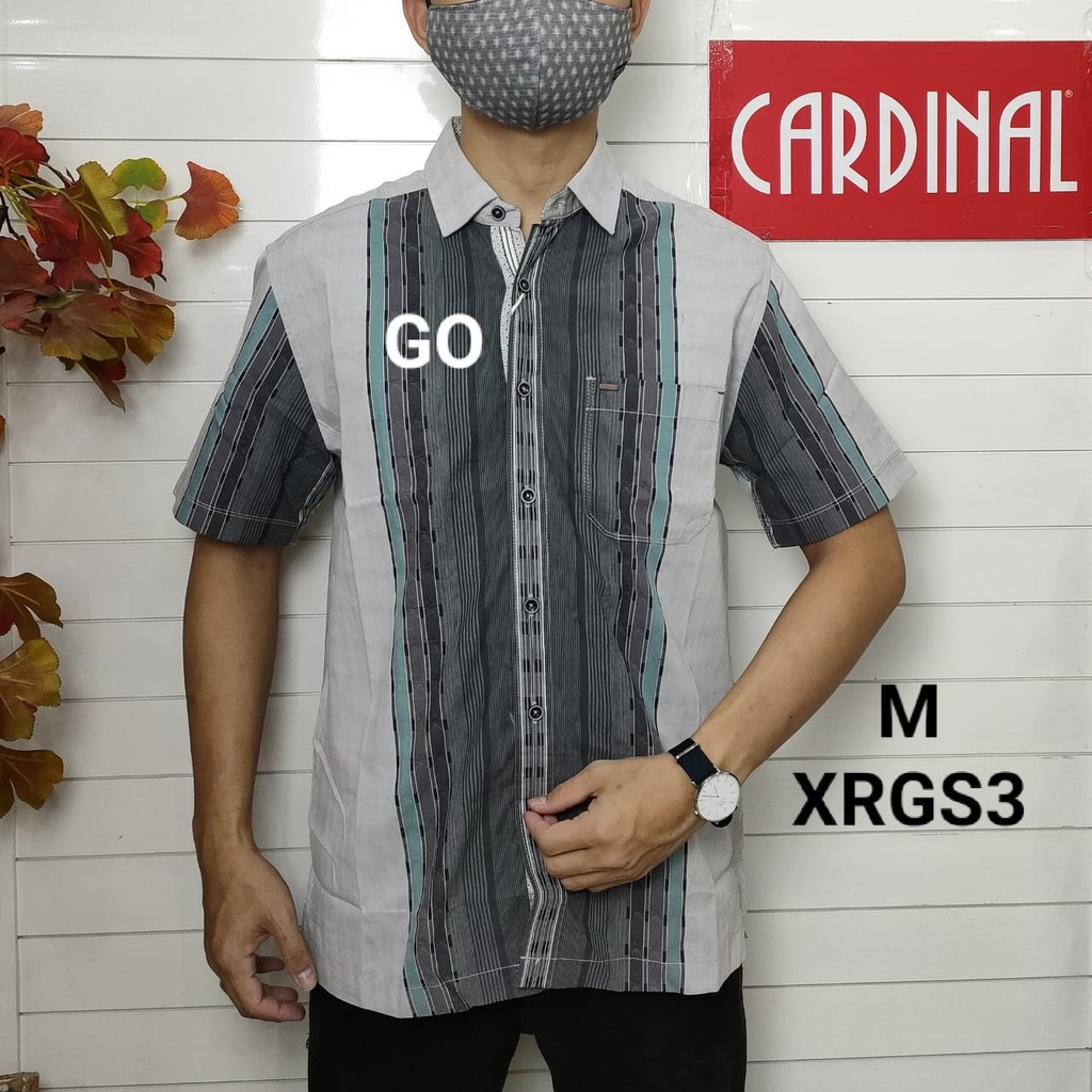 gof M CARDINAL KEMEJA CASUAL Pakaian Atasan Pria Kemeja Reguler Hem Casual Santai Lengan Pendek