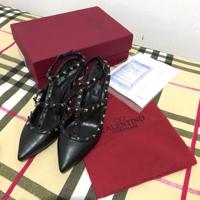 Preloved Second Valentino Rockstud Full Black Size 39 Heels 9cm