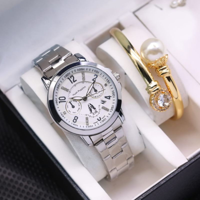 Jam Tangan Wanita Hush Puppies LS 11528 Free Gelang Elegan