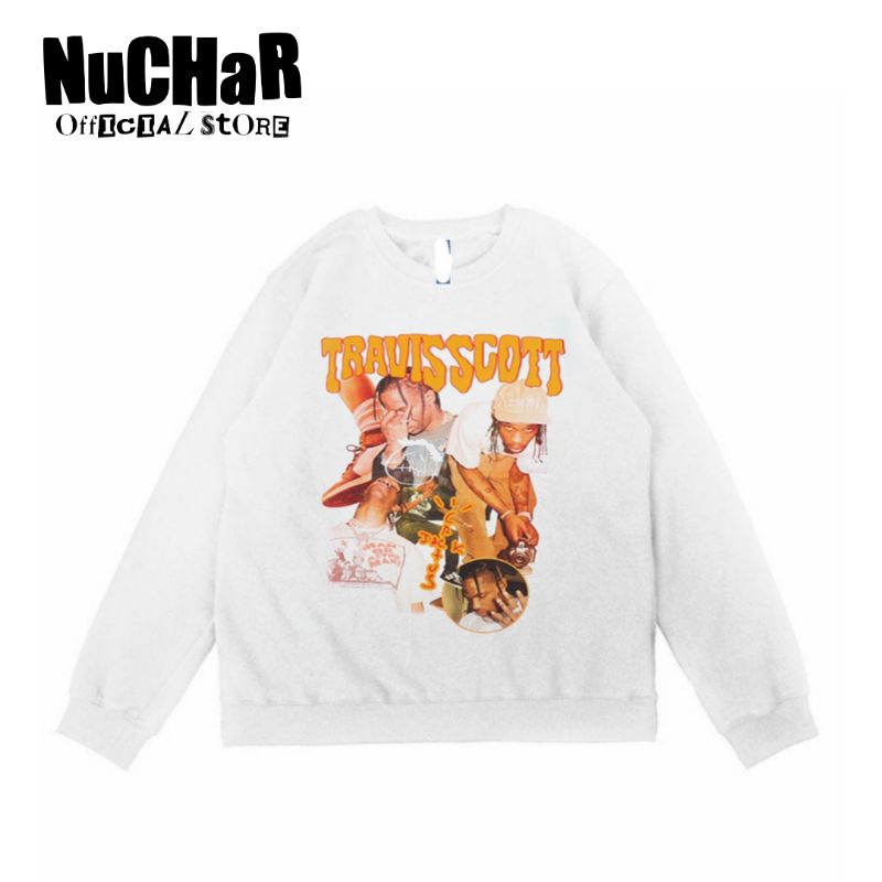 CREWNECK SWEATER TRAVIS SCOTT - RAP RAPPER SWEATSHIRT JACKET - OVERSIZE PUTIH JAKET PRIA WANITA hnm 