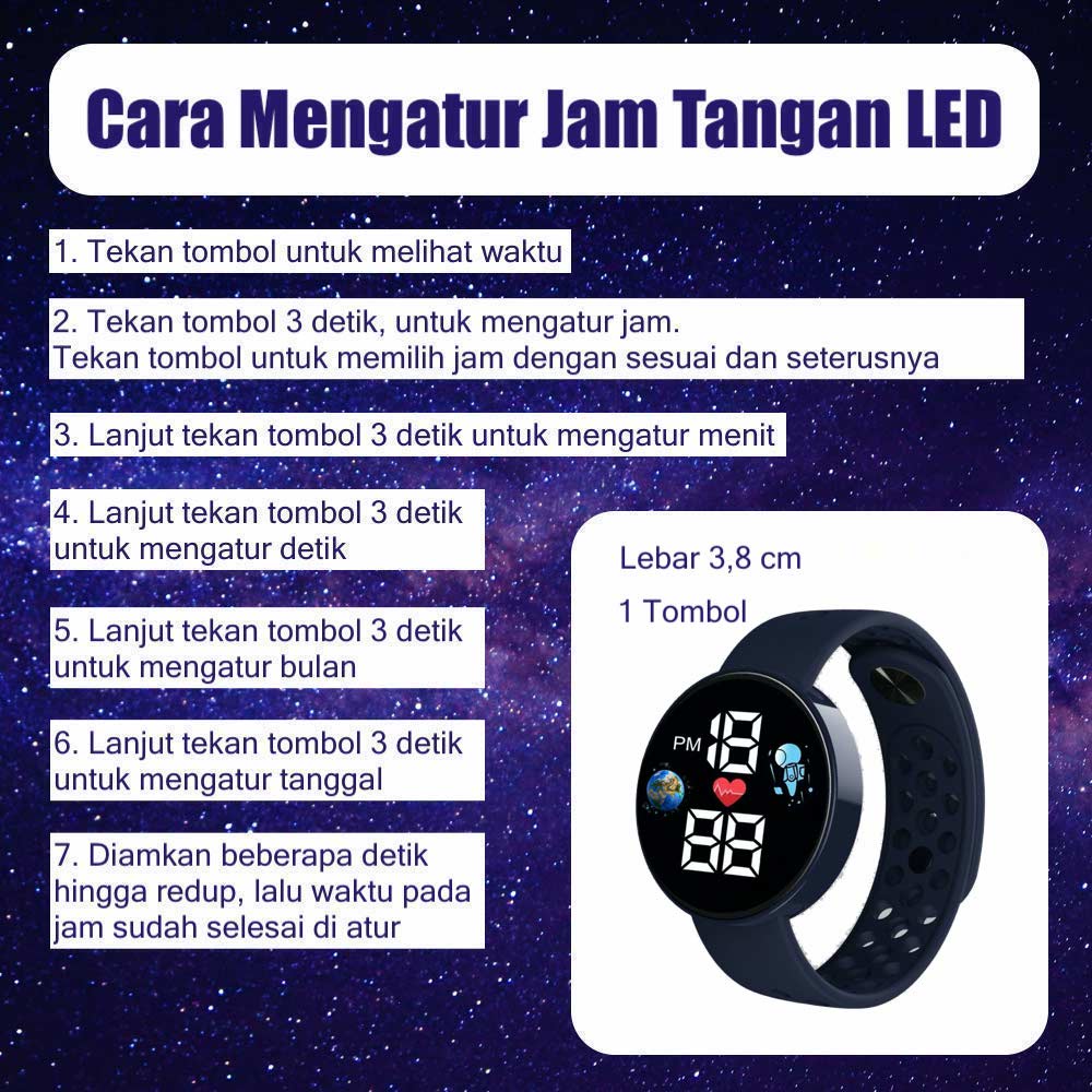 LED Watch [ Abu abu ] Water Resistant - Jam Tangan Digital Pria &amp; Wanita Strap Rubber LED_8061
