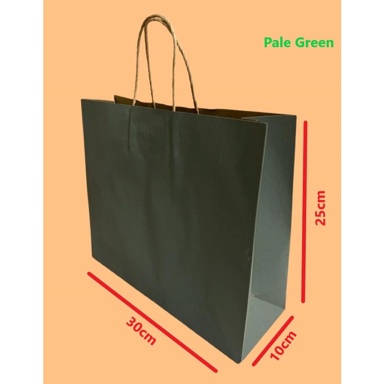 

Paperbag / kantong kertas warna Hijau Muda Uk. 30x10x25cm