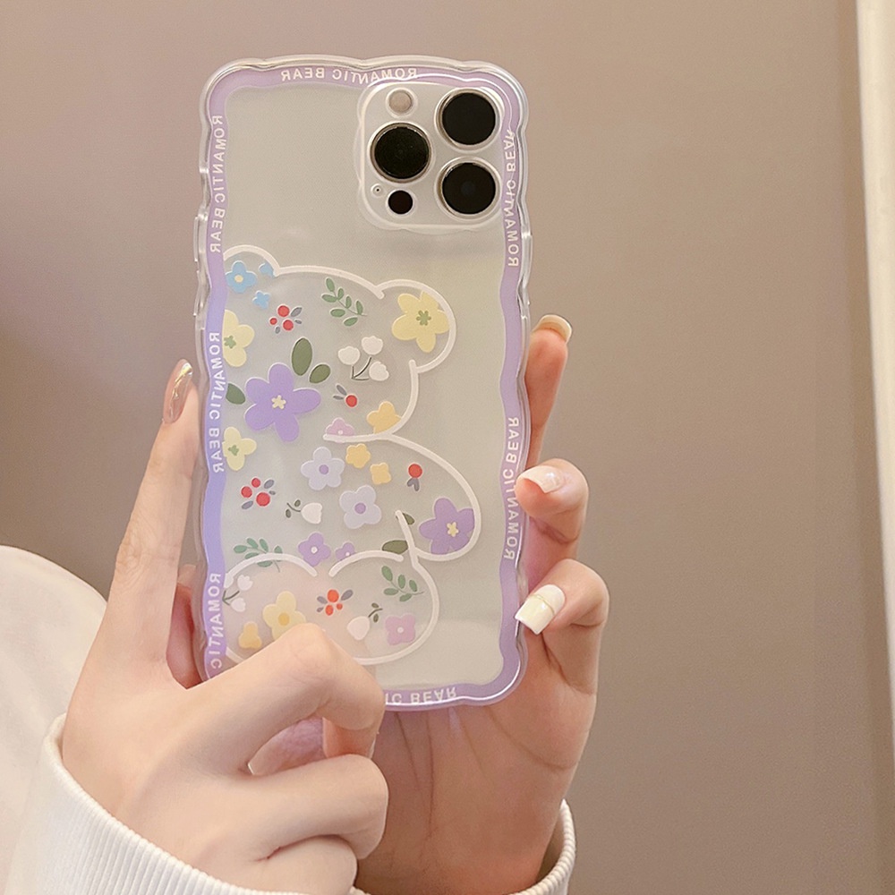 Case Pelindung Transparan Motif Kartun Bunga Ungu Untuk Iphone 11 8 7 Plus SE2 XS XR 12 13 Mini PRO MAX