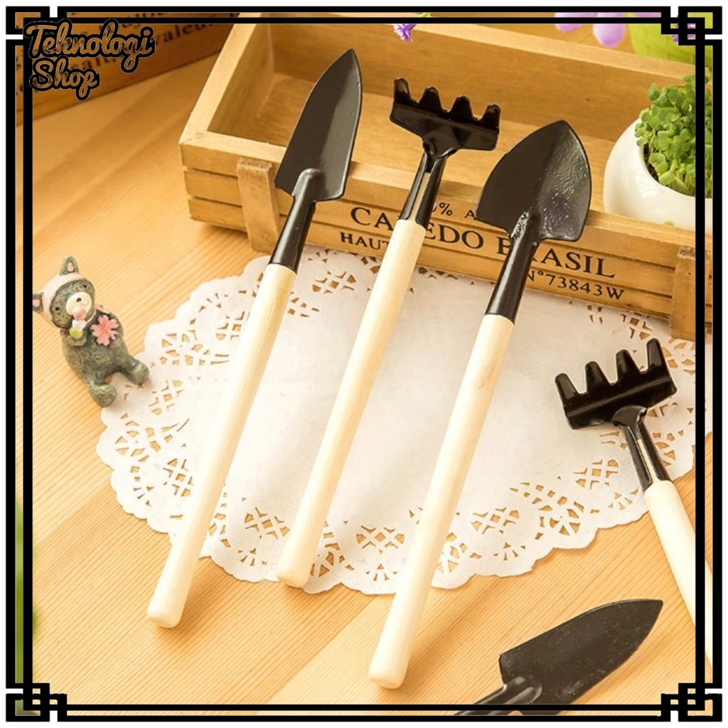 Sekop Garpu Cangkul Mini Set 3in1 / Alat Berkebun / Garden Tools Mini