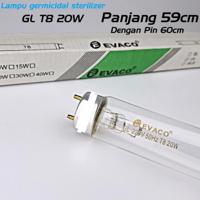 lampu uv uvc germicidal sterilizer t8 20w 60cm evaco filter air kuman