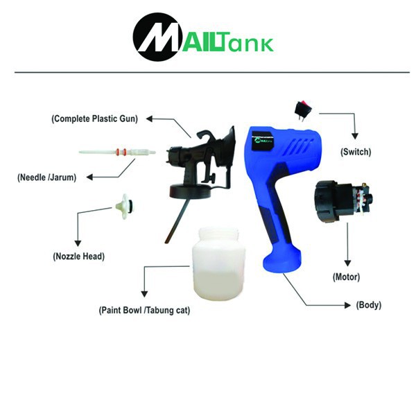 Jual Mailtank SH205 Spray Gun Elektrik 400 Watt Electric Spray gun